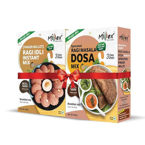Millex Sprouted Ragi Masala Dosa Ready Mix & Ragi Idli Instant Mix Combo